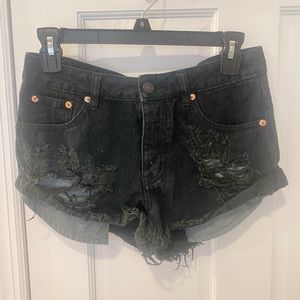 Black denim shorts in a size small from the brand caffeine
